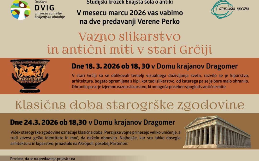 Vabilo na predavanje dr. Verene Perko: Grki – nadaljevanje