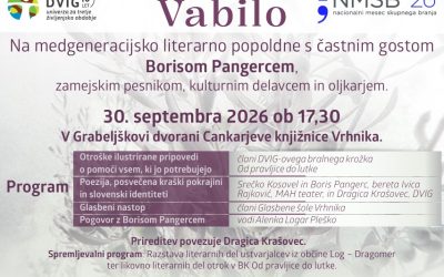 Vabilo na medgeneracijsko literarno popoldne s častnim gostom Borisom Pangercem